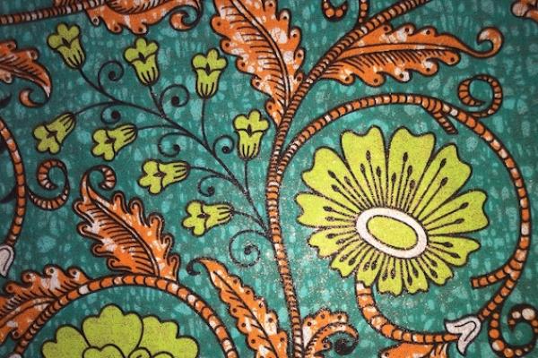 TURQUOISE LIME FLOWER Osikani Stoff